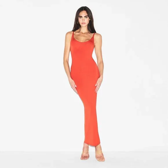 SKIMS | Dresses | Skims Smooth Layers Scoop Neck Long Dress In Terra Size  Small | Poshmark